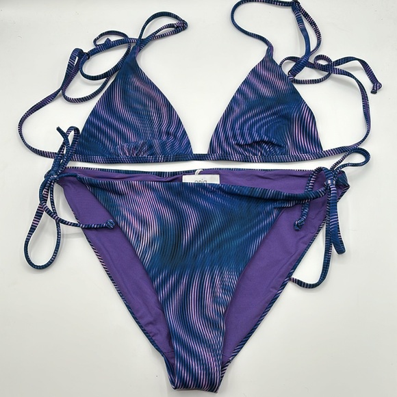 🌀Onia~Remi Printed Triangle Blue Ultraviolet Bikini Set - Picture 3 of 6